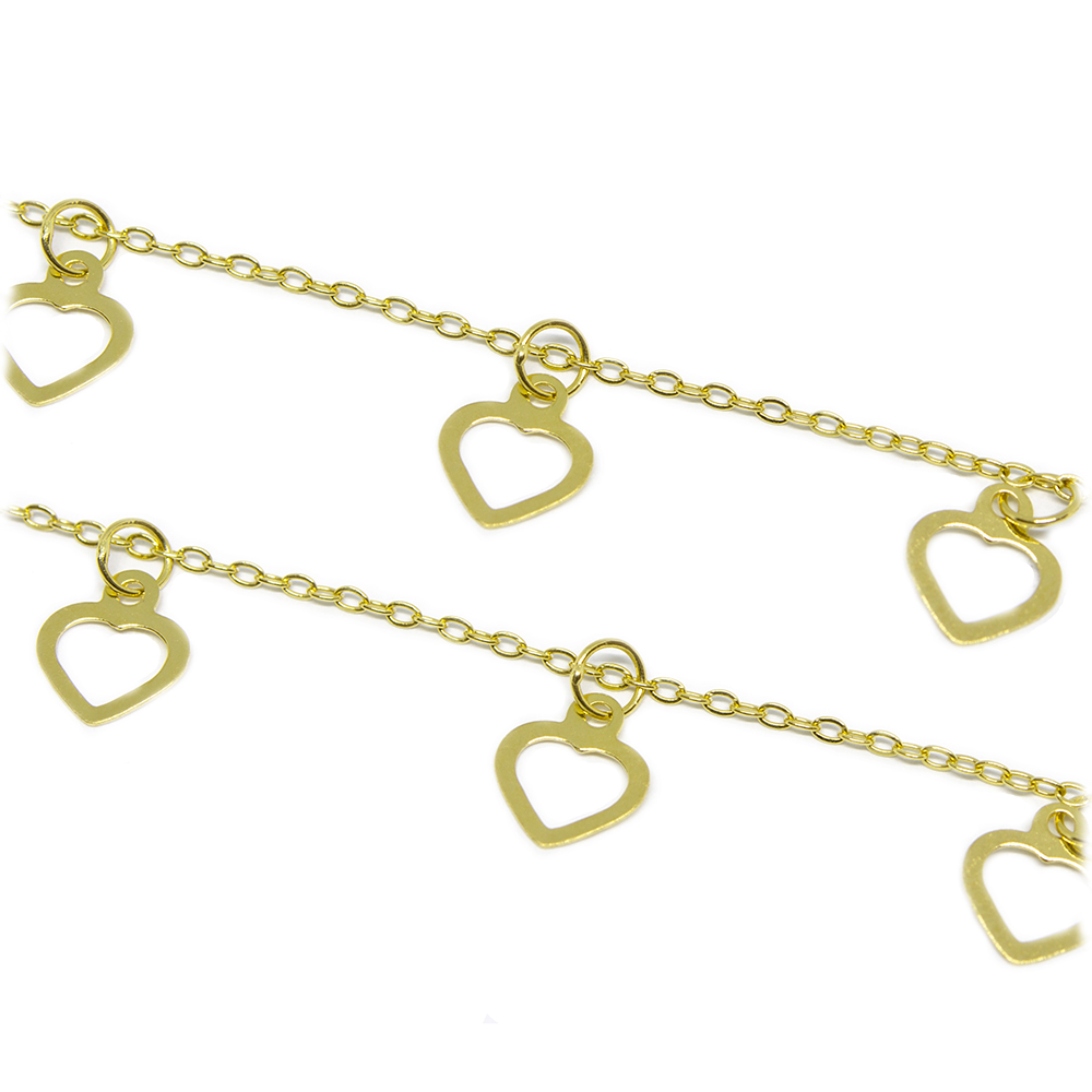 Pulseira Berloque Cora��es em Ouro 18 Kilates � 25343